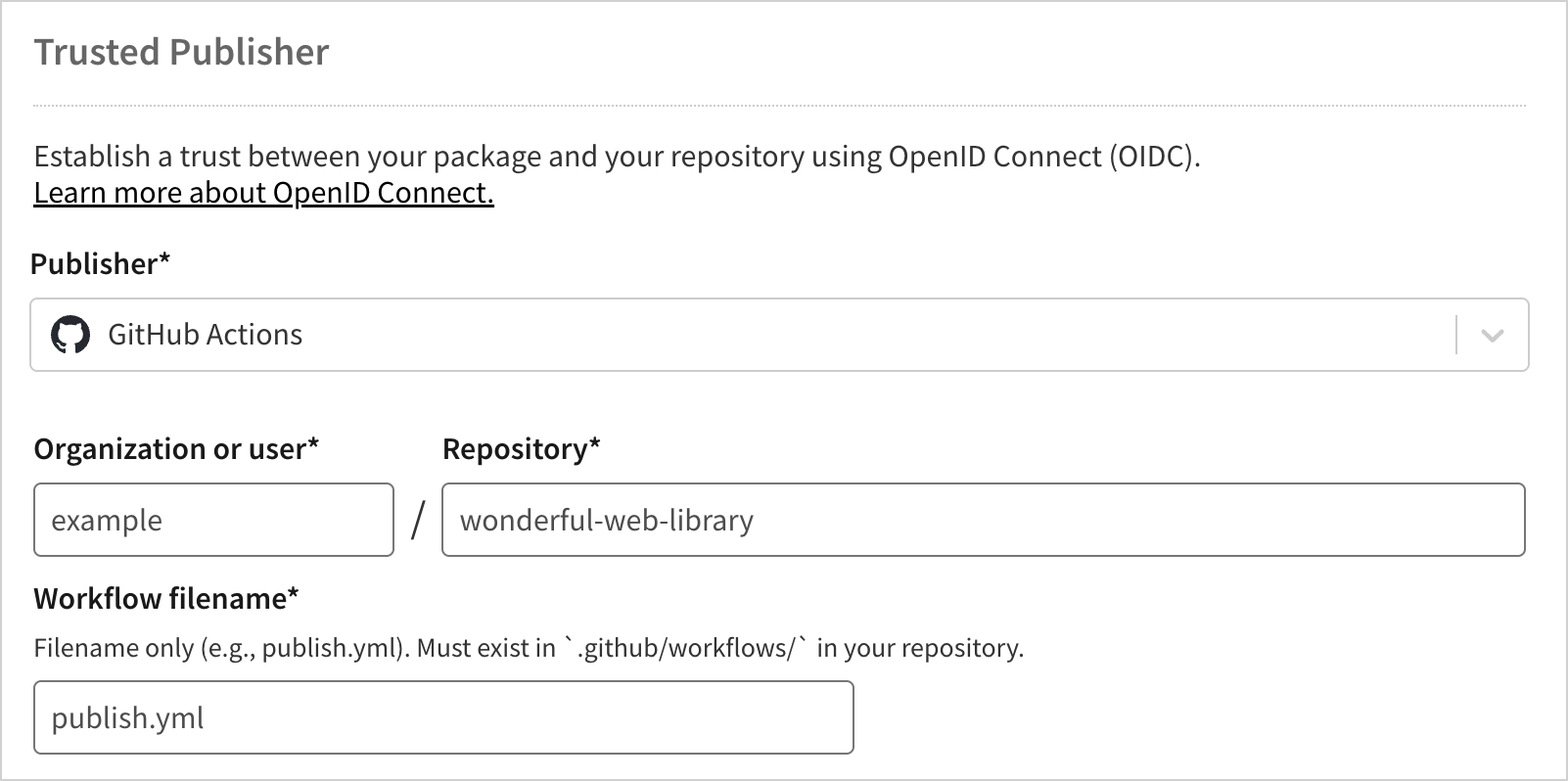 为 GitHub Actions 设置 npm 受信任发布者