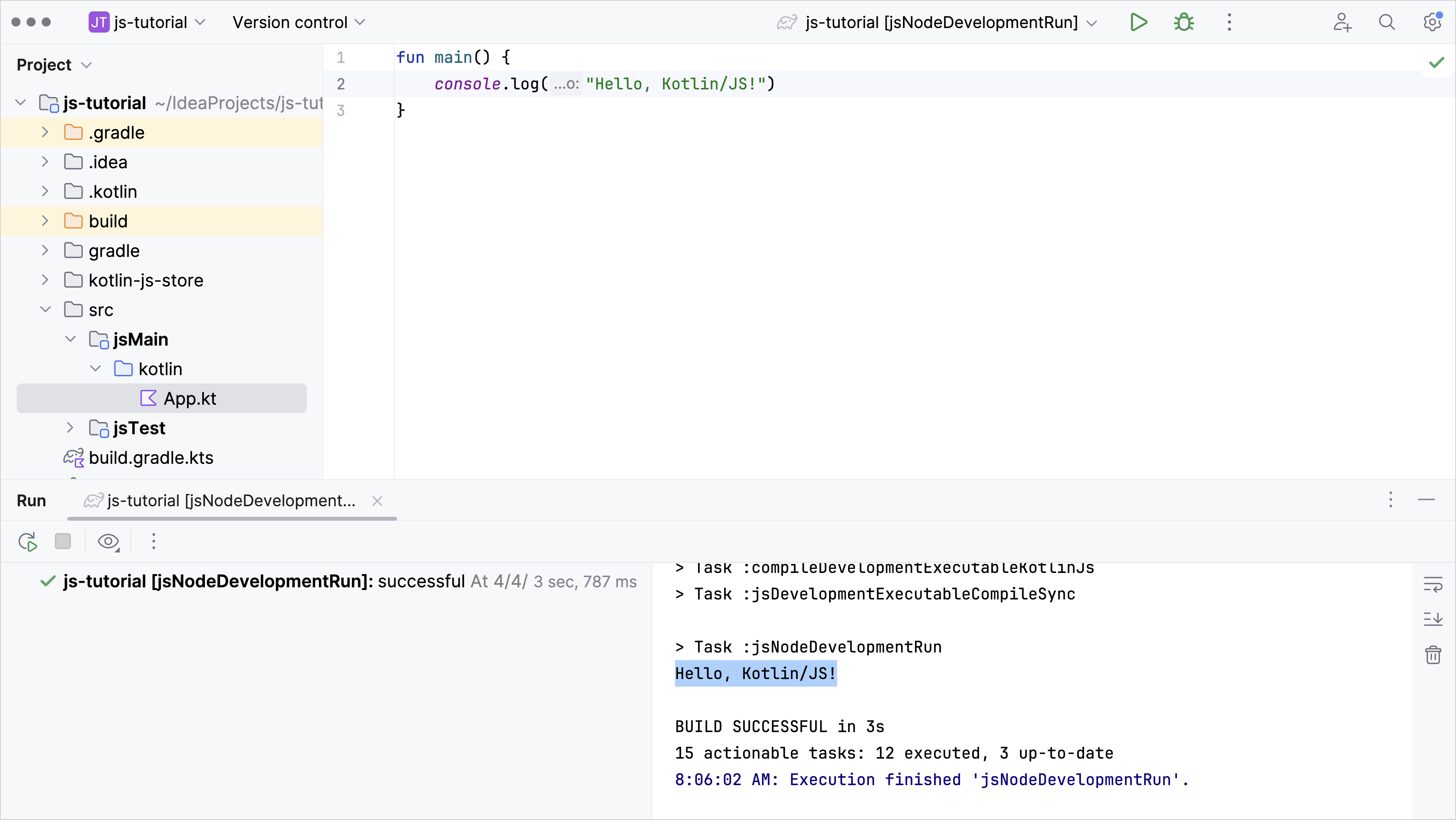 在 IntelliJ IDEA 中执行 Kotlin Multiplatform 项目中的 JS 目标平台