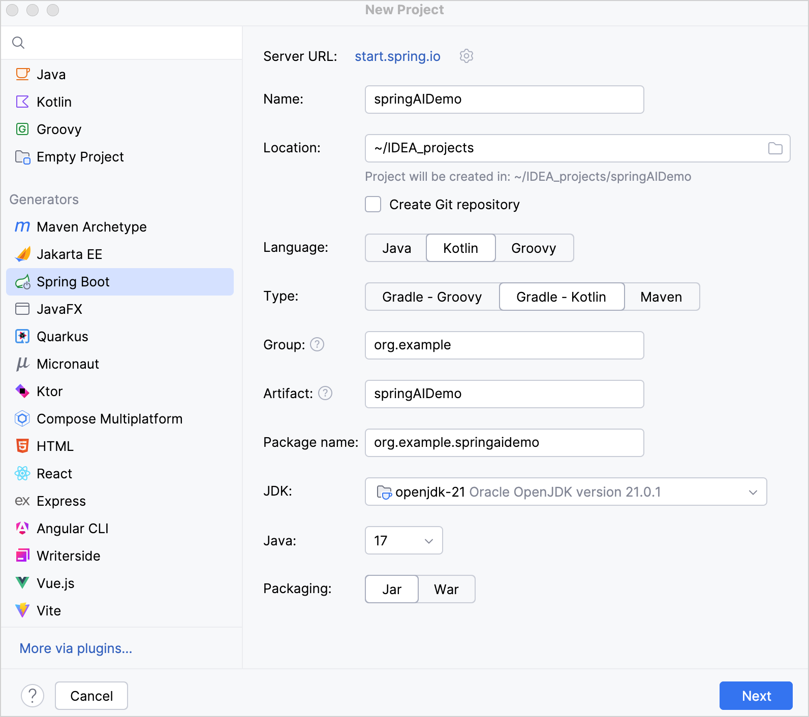 Create Spring Boot project