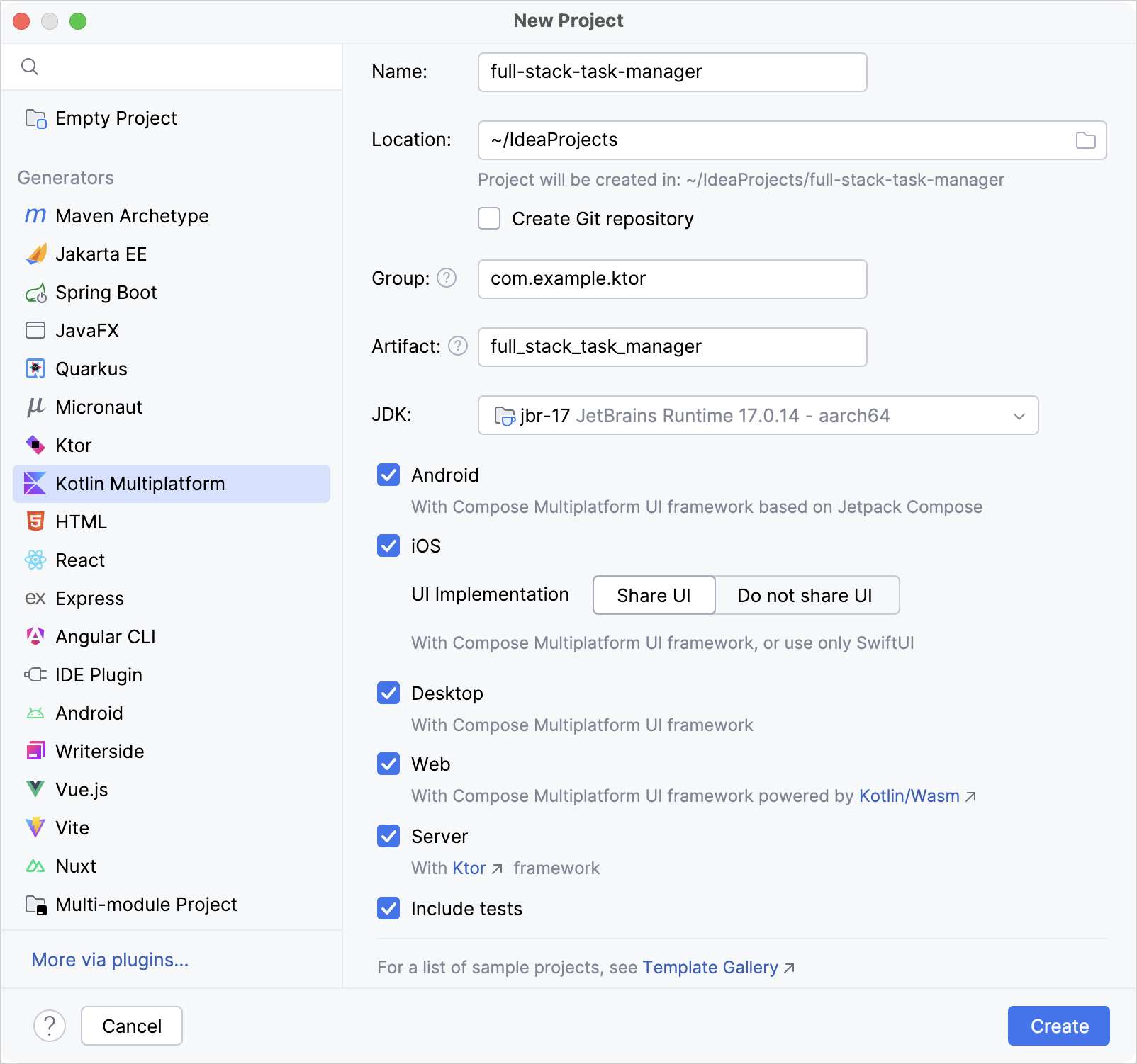 Kotlin Multiplatform 向导设置